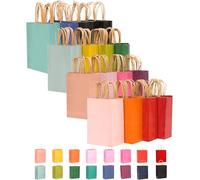 qiqee 32-Packs Paper Bags with Handles Bulk 8.26"×6"×3.15" Small Gift Bags 16 Different Senior Color Bags Multiple Uses（Small Size）