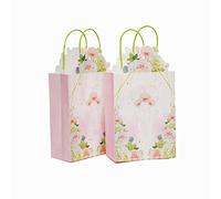 qiqee 32-Packs Rose Paper Gift Bags with Handles Bulk 8.26"×6"×3.15" Small Size Gift Bags For Mother's Day Multiple Uses