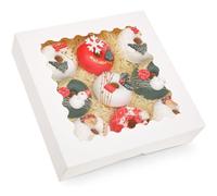 qiqee Auto-pop Up White Pastry Box With Window 9x9x2.5 Inch Donut Pie Boxes 30pcs Bakery Box