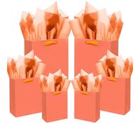 qiqee Bright Orange Gift Bags with Tissue Paper Mulit Assorted Sizes 10PCS Present Party Favor Birthday Bags(2pcs Large 13", 4pcs Medium 9", 4pcs Small 6" Bags,30pcs Tissue Paper)