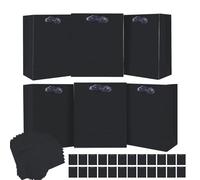 qiqee Deep Black Gift Bags with Tissue Paper for Wedding, Birthday, Party Supplies-7.9"x4.3"x9.6" Medium Size Cardboard Gift Bags(24pcs Bags +48pcs Tissue Paper )