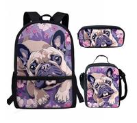 QIQISE 3Set Fire Basketball Backpack for Boys Kids Preschool Bookbag School Bags with Lunch Box Pencil Case 3 in 1