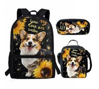 QIQISE 3Set Fire Basketball Backpack for Boys Kids Preschool Bookbag School Bags with Lunch Box Pencil Case 3 in 1