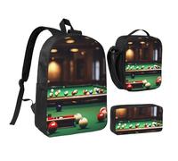 QIQISE Billiard Print Convenience Backpack Set Lunch Bag Pen Case Teens Pencils Studying Supplies Snacks