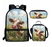 QIQISE Boys Football School Bags Set 3Pcs Elementary Backpack for Kids Bookbag with Lunchbox Pencil Case 3 in 1