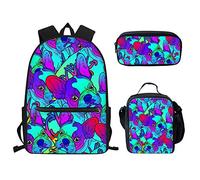 QIQISE Dinosaur Backpack and Lunch Bag Set for Boys Girls Elementary School Bags Lunch Box Pencil Case Teen Bookbags Set of 3 Cartoon Animal