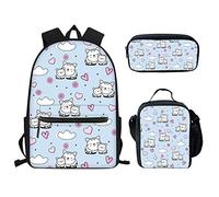 QIQISE Dinosaur Backpack and Lunch Bag Set for Boys Girls Elementary School Bags Lunch Box Pencil Case Teen Bookbags Set of 3 Cartoon Animal