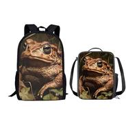 QIQISE Kids Backpack With Lunch Box American Badger Print 17 Inch Backpacks with Lunch Box for Boys Girls Elementary,Middle,and High School Students Bookbags