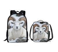 QIQISE Kids Backpack With Lunch Box American Badger Print 17 Inch Backpacks with Lunch Box for Boys Girls Elementary,Middle,and High School Students Bookbags