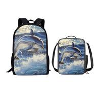 QIQISE Kids Backpack With Lunch Box American Badger Print 17 Inch Backpacks with Lunch Box for Boys Girls Elementary,Middle,and High School Students Bookbags
