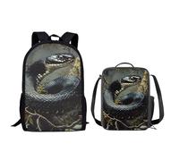 QIQISE Kids Backpack With Lunch Box American Badger Print 17 Inch Backpacks with Lunch Box for Boys Girls Elementary,Middle,and High School Students Bookbags
