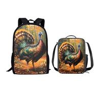 QIQISE Kids Backpack With Lunch Box American Badger Print 17 Inch Backpacks with Lunch Box for Boys Girls Elementary,Middle,and High School Students Bookbags