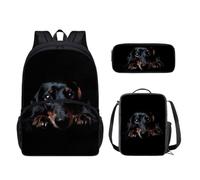 QIQISE Kids School Backpack Set Middle Elementary Preschool with Lunch Bag & Pencil Case Bookbags for Boys Girls Strawberry Cow Print