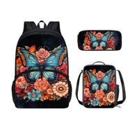 QIQISE Kids School Backpack Set Middle Elementary Preschool with Lunch Bag & Pencil Case Bookbags for Boys Girls Strawberry Cow Print