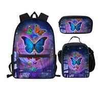 QIQISE Kids School Bag Set Teenager Girls Backpack and Lunch Bag Pencil Case Boys Graffiti Bookbag Middle School with Lunch Box Set of 3
