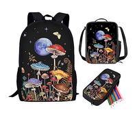 QIQISE Orca Killer Whale School Backpack for Girls with Lunch Bags and Pencil Case for School,Travel Daypack Set 3 Pack Ocean Theme Purple