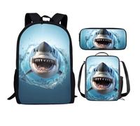 QIQISE Orca Killer Whale School Backpack for Girls with Lunch Bags and Pencil Case for School,Travel Daypack Set 3 Pack Ocean Theme Purple