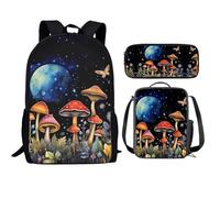 QIQISE Orca Killer Whale School Backpack for Girls with Lunch Bags and Pencil Case for School,Travel Daypack Set 3 Pack Ocean Theme Purple