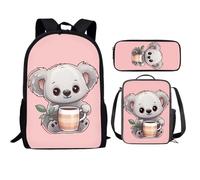 QIQISE Orca Killer Whale School Backpack for Girls with Lunch Bags and Pencil Case for School,Travel Daypack Set 3 Pack Ocean Theme Purple