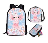 QIQISE Orca Killer Whale School Backpack for Girls with Lunch Bags and Pencil Case for School,Travel Daypack Set 3 Pack Ocean Theme Purple