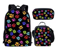 QIQISE Orca Killer Whale School Backpack for Girls with Lunch Bags and Pencil Case for School,Travel Daypack Set 3 Pack Ocean Theme Purple