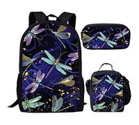 QIQISE Orca Killer Whale School Backpack for Girls with Lunch Bags and Pencil Case for School,Travel Daypack Set 3 Pack Ocean Theme Purple
