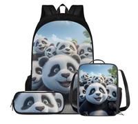 QIQISE White Wolf Kids Backpack for Boys Cool Students Bookbag with Lunch Bag Pen Case 3PCs School Bag Set Large Students Knapsack for Elementary School 17 Inch Book Bag Set