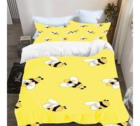 Qiqumax Honey Bee Bed Linen Set, 3D Realistic Cute Bee Bedding Set, Bee Motif Print Design Duvet Cover for Boys Girls Children (2.135 x 200 cm)