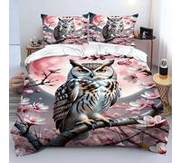 Qiqumax Owl Bed Linen Set, 3D Realistic Owl Bedding Set, Cute Owl Motif Print Design Duvet Cover for Boys Girls Children (3.220 x 260 cm)