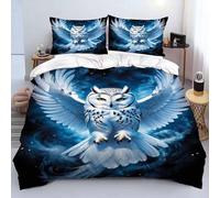 Qiqumax Owl Bedding Set, 3D Realistic Owl Bedding Set, Cute Owl Motif Print Design Duvet Cover for Boys Girls Children (4.135 x 200 cm)