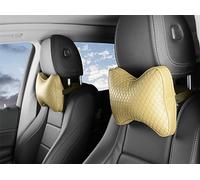 Qirc 2 pieces Car Headrest Pillows, Car Headrest Cushions, Car Leather Neck Support Pillows, Comfortable Soft Universal Car Seat Pillows, Ergonomic Cushion for Auto Driving (beige)