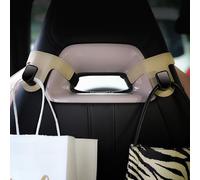 Qirc 2PCS Leather Car Double Hook for Sports Seat, Car Seat Back Storage Organiser Hooks, Car Headrest Hook, Car Seat Purse Hook for Bags, Purses, Handbags (Beige2)