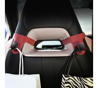 Qirc 2PCS Leather Car Double Hook for Sports Seat, Car Seat Back Storage Organiser Hooks, Car Headrest Hook, Car Seat Purse Hook for Bags, Purses, Handbags (Red2)