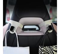Qirc 2PCS Leather Car Double Hook for Sports Seat, Car Seat Back Storage Organiser Hooks, Car Headrest Hook, Car Seat Purse Hook for Bags, Purses, Handbags (White2)