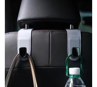 Qirc Auto Hooks, 2 Pcs Leather Car Storage Organiser Bag Hooks, Universal Car Back Seat Headrest Hanger for Hang Bag Handbag Grocery Bags (Grey)