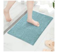 Qirc Bath Rug Mat, Non Slip Absorbent Bathroom, Large Soft luxurious Pet Rug Thick Washable Shower Mat, for Kitchen Entrance Bedroom Indoor and Outdoor (Blue, 90 * 60cm)