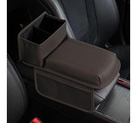 Qirc Car Armrest Cushion, Upgraded PU Leather Car Arm Rest Cover with Cup Holder and Storage Bag, Universal Memory Foam Center Console Pad for Car/Truck/Auto/SUV (Brown)