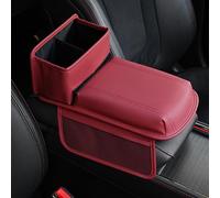 Qirc Car Armrest Cushion, Upgraded PU Leather Car Arm Rest Cover with Cup Holder and Storage Bag, Universal Memory Foam Center Console Pad for Car/Truck/Auto/SUV (Red)