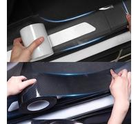 Qirc Car Door Sill Trim Strips, Carbon Fibre Auto Scratch Cover Sill Protector, Universal Wrap Film Anti Scratch Guard Bumper Sticker for Car/SUV/Truck (Black 10cm x5m)