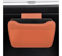 Qirc Car Leather Trash Can for Passenger Glove Box, Upgrade Hanging Garbage Bin, Waterproof Foldable Stroage Organizer for Car, Multipurpose Interior Accessories for SUV Truck RV Camping (Orange)