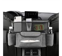 Qirc Car Purse Handbag Holder Between Seats, Suede Car Seat Storage Organizer, Durable Hanging Large Capacity Front Seat Storage Bag (Grey)