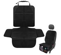 Qirc Car Seat Protector for Child Seats, Waterproof Auto Seat Covers for Kids, Baby Car Seat Protector with Mesh Pockets and Non-Slip Thick Pad Cover (Black Black Line)