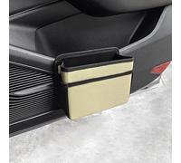 Qirc Car Side Door Trash Can, Foldable Auto Garbage Bin, Car Front Back Seat Storage Container, Mini Portable Vehicle Interior Hanging Dustbin, Universal for SUV, Truck, RV (Beige)