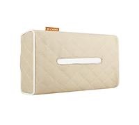 Qirc Car Tissue Holder, PU Leather Universal Box Multifunctional Sun Visor Back Seat Headrest Armrest Hanging Box, Suitable 100 Sheet (Beige), 25 x 13.5 x 8.5 cm (Q4252)