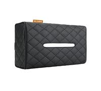 Qirc Car Tissue Holder, PU Leather Universal Car Tissue Box Multifunctional Sun Visor Tissue Holder, Car Back Seat Headrest Armrest Hanging Tissue Box, Suitable for 100 Sheet (Black)