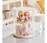 Qirc Dolls Display Case Figure Toys Storage Box Transparent Blind Box Organizer Stand Dustproof Protection Showcase for Action Figures/Toys/Collectibles (Rotating Double Layer)