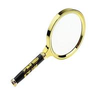 Qirc Handheld Magnifying Glass, Wood Grain Handle 10 Times Magnifying Glass, For Home Study, Reading, Troubleshooting, Antique Magnifying Glass (80mm Diameter-Black)