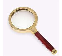Qirc Handheld Magnifying Glass, Wood Grain Handle 10 Times Magnifying Glass, For Home Study, Reading, Troubleshooting, Antique Magnifying Glass (70mm Diameter-Red)