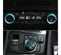 Qirc Interior Air Conditioning Ring for Mazda 3 6 CX5 CX9 2014-2018 Interior Air Conditioning Control Ring Knob Trim Cover (Blue)