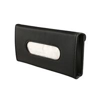 Qirc Leather Car Tissue Holder - Sun Visor, Seat Back, Sunroof Hanging Bag - Fits Most Cars (Black)
